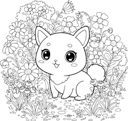 Colored pictures of cute animals in kawaii style suitable for children