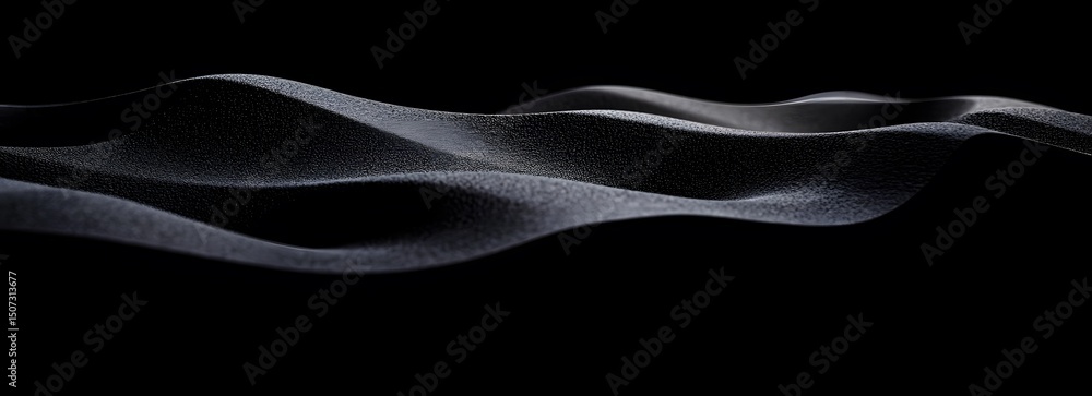 Aufkleber a black background with subtle ripples and curves, creating an abstract shape that resembles the tex