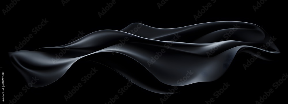 Aufkleber a black background with subtle ripples and curves, creating an abstract shape that resembles the tex