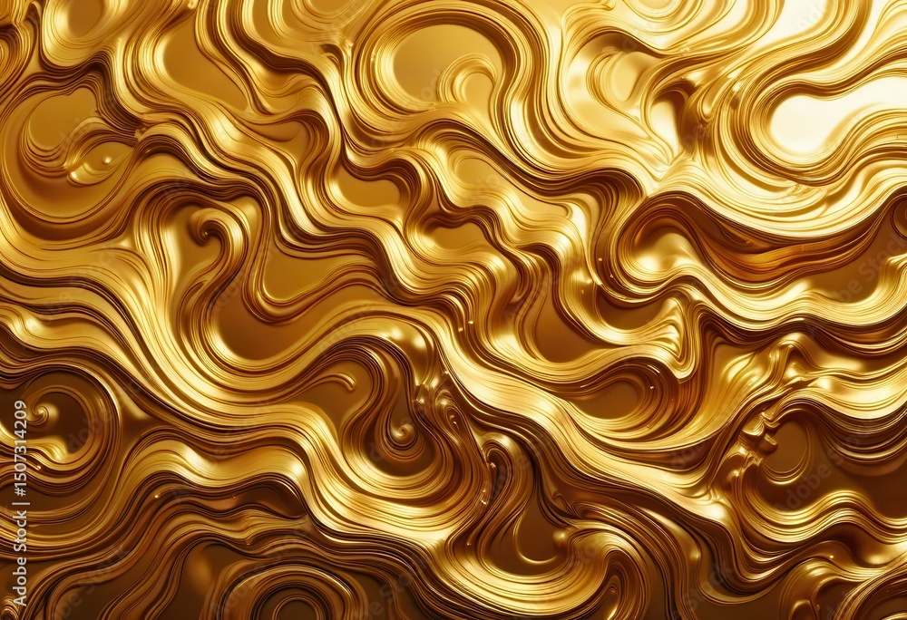Poster swirling golden patterns create a mesmerizing effect in a smooth, abstract design