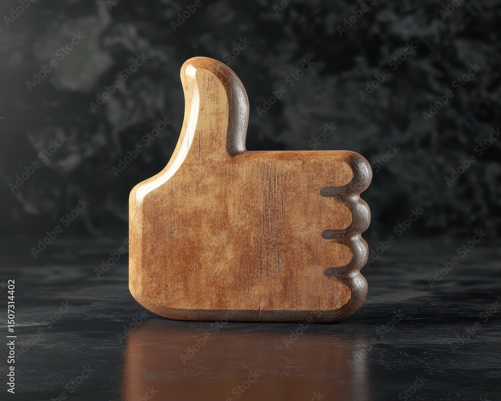 Poster three-dimensional thumb up icon: a dynamic symbol of approval and likes