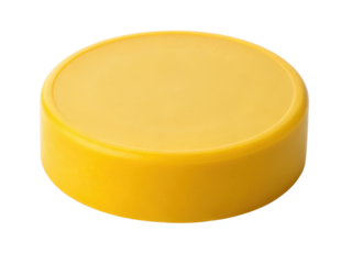 Bright yellow hockey puck is essential for training and practice sessions on ice