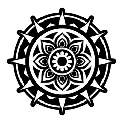 A solid style icon of mandala symbol
