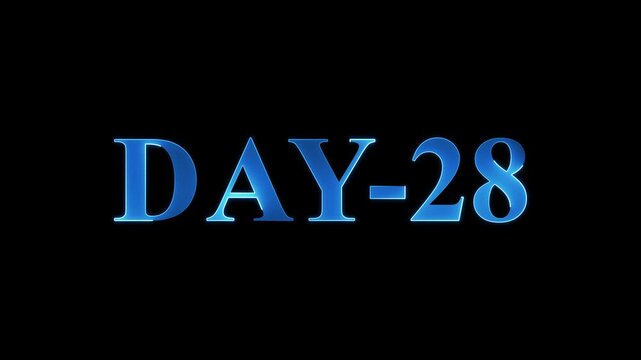 Neon line Day 28, 28 Day Text Animation Videos On green Background. 28 Day To Go white Logo lite Animation Videos. white font against a solid white background centered well Count time .