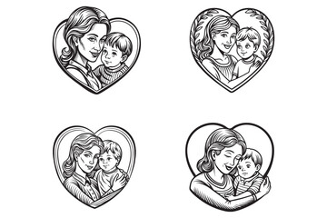 Mother day black color silhouette