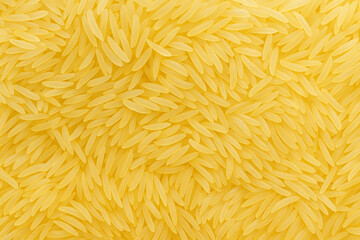 Obraz premium Golden Yellow Raw Rice Grains Background Texture. Bright yellow rice grains arranged in a seamless background pattern, ideal for food, farming, or packaging design themes.