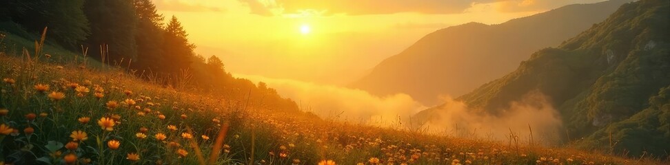 A serene landscape bathed in golden sunlight, suggesting peace, protection, and spiritual refuge Perfect for themes of mindfulness, meditation, and inner peace , spiritual, mindfulness, healing