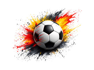Fototapeta premium Soccer ball with vibrant color explosion. Sport, energy, action.
