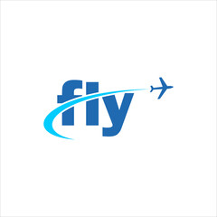 Modern Travel Logo Design with Airplane and Swoosh Elements for Vacation Agency or Airline Company Vector Illustration Template