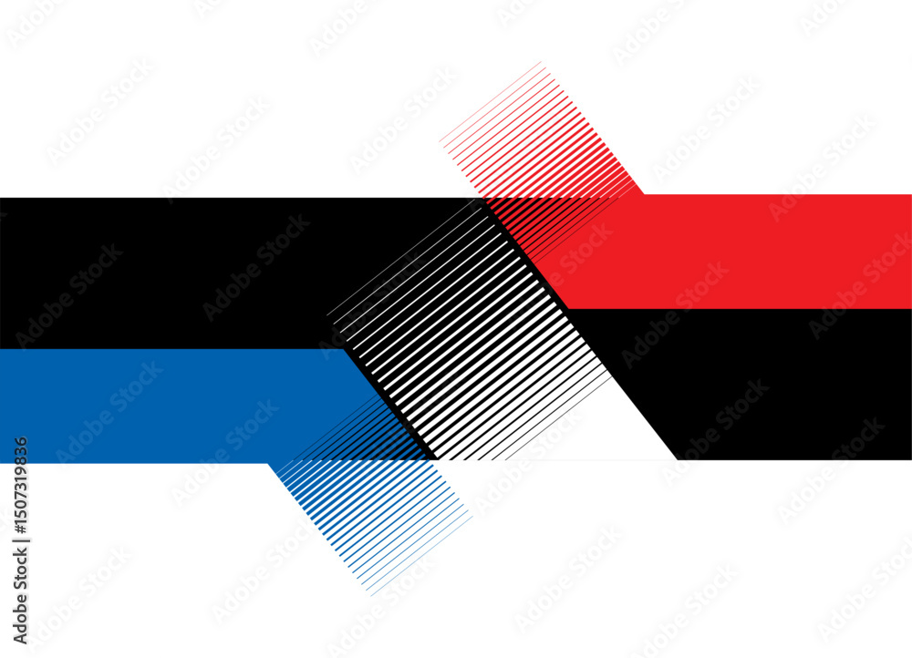 Poster modern sports pattern with blue and red striped geometric shapes. abstract vector stripe with place 