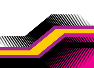 Vector pattern of broken shapes with bright striped elements. Geometric background of yellow, pink and black lines. for advertising, packaging, posters, announcements.. Place for text