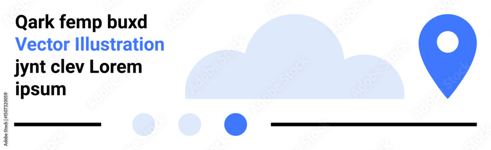 Poster cloud with three small circles and a map pin for themes thumbs up navigation, location, tech, data s