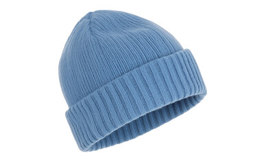 Blue Knitted Beanie Hat isolated transparent background Png