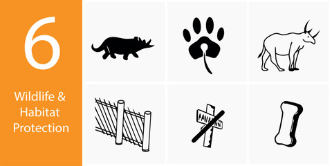 World Environment Day Icons – Wildlife, Habitat Protection & Clean Planet Vector Illustration Set