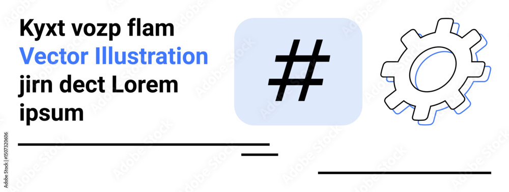 Poster metadata tag inside a square alongside a gear shape. ideal for tech concepts, software development, 