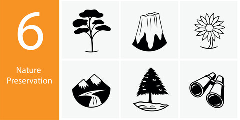 Eco-Friendly Organic Farming Vector Icons – 6 Illustrated Steps for a Sustainable Future