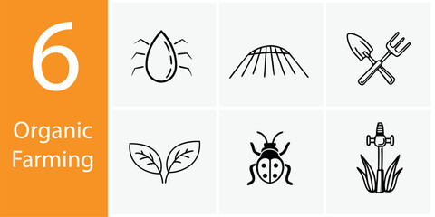 World Environment Day Organic Farming Icons – 6-Step Eco Vector Set for a Cleaner Planet