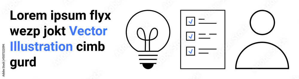 Poster lightbulb symbolizing ideas, checklist representing task organization, and user icon for personaliza