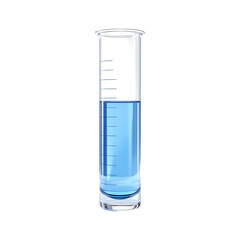 Glass test tube with light blue liquid.