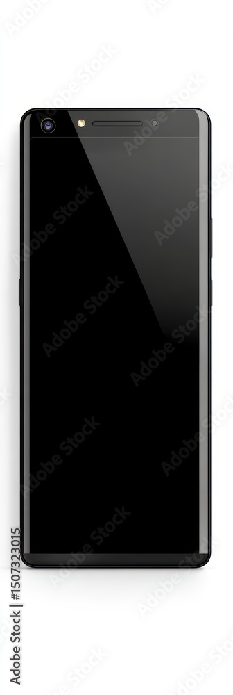 Poster sleek modern phone. new black android mobile with blank display on white background for customizable