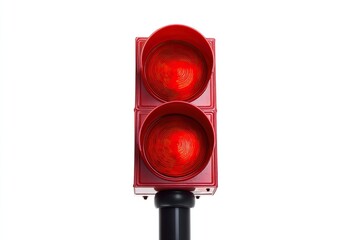A red traffic light shows two lights illuminated on a white background.