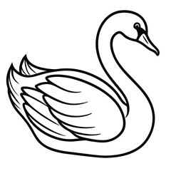 Obraz premium Elegant Swan Drawing, Linear Art, Wildlife Sketch, Nature Illustration