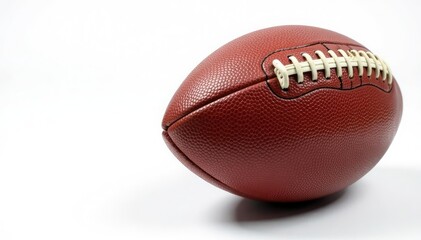 Close-up of worn leather football, white background, pass, close-up