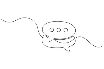 Speech bubble continuous one line art drawing dialogue speech bubble vector illustration