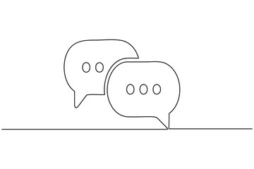 Speech bubble continuous one line art drawing dialogue speech bubble vector illustration