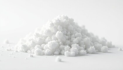 Crystalline sugar granules, bright white background, natural, clean, food photography