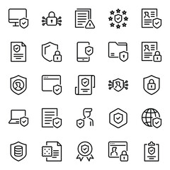 Outline icons set for Privacy policy