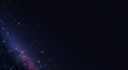 Fototapeta premium Starry night with interconnected nodes and faint nebulae. Cosmic expanse