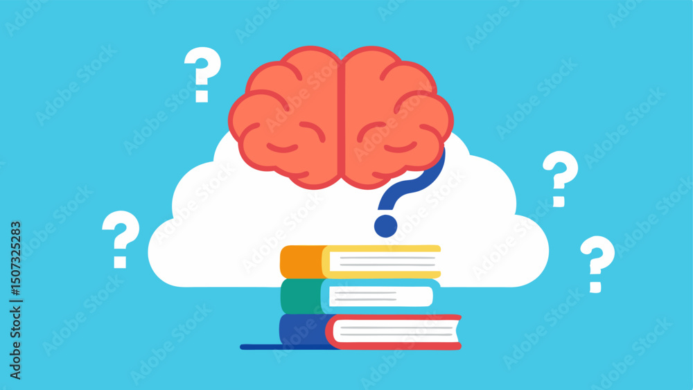 Poster memory and learning an illustration of a brain with books and question marks depicting how hyperbari