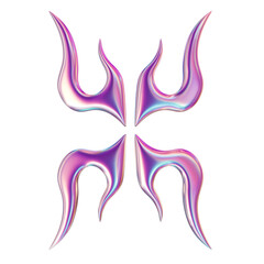 3d render of chrome shape y2k inspired flames 