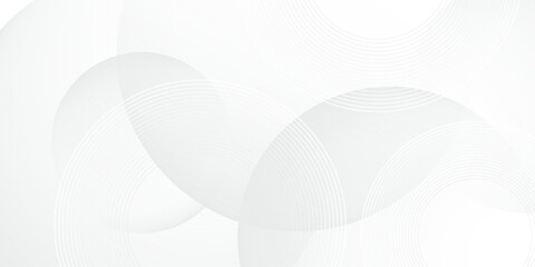 White geometric abstract background overlap layer on bright space with lines effect decoration. Modern graphic design element circles style concept for banner.