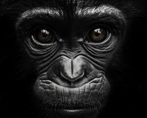 Playful Chimpanzee Portrait: A Fun Wild Animal Face Captured in Nature