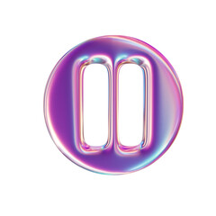 3d render of chrome shape y2k inspired pause button