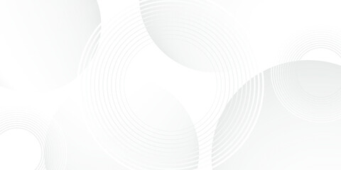 White geometric abstract background overlap layer on bright space with lines effect decoration. Modern graphic design element circles style concept for banner.
