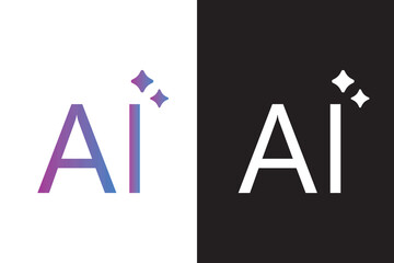 ai icon set. colorful artificial intelligence logo with star symbol for app, website, ui, ux. transparent png and vector illustration.