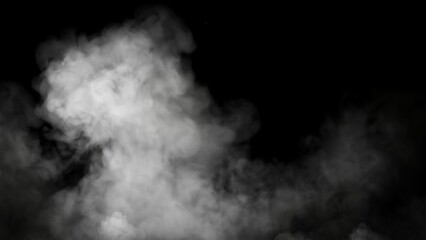 Abstract blurred smoke misty fog on isolated black background. Texture overlays. Paranormal mystic smoke, clouds for movie scenes
