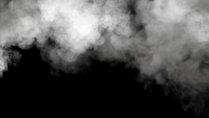 Abstract blurred smoke misty fog on isolated black background. Texture overlays. Paranormal mystic smoke, clouds for movie scenes