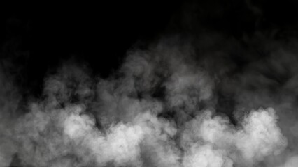 Abstract blurred smoke misty fog on isolated black background. Texture overlays. Paranormal mystic smoke, clouds for movie scenes