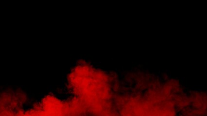 Abstract blurred red smoke misty fog on isolated black background. Texture overlays. Paranormal mystic smoke, clouds for movie scenes