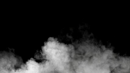 Abstract blurred smoke misty fog on isolated black background. Texture overlays. Paranormal mystic smoke, clouds for movie scenes