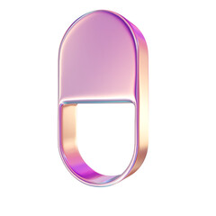 3d render of chrome shape y2k inspired pill icon