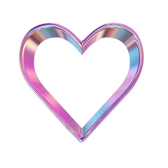 3d render of chrome shape y2k inspired empty heart