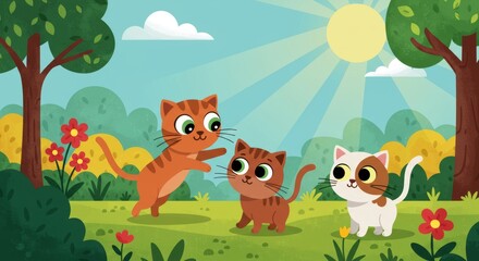 Naklejka premium illustration of cats playing