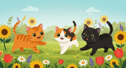 Naklejka premium illustration of cats playing