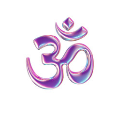3d render of chrome shape y2k inspired Hinduism sign