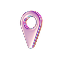 3d render of chrome shape y2k inspired location pin